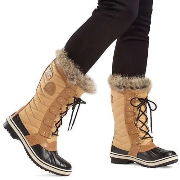 Sorel Tan Tofino II Fur Quilted Mid-Calf Winter Boot - Picture 1 of 11